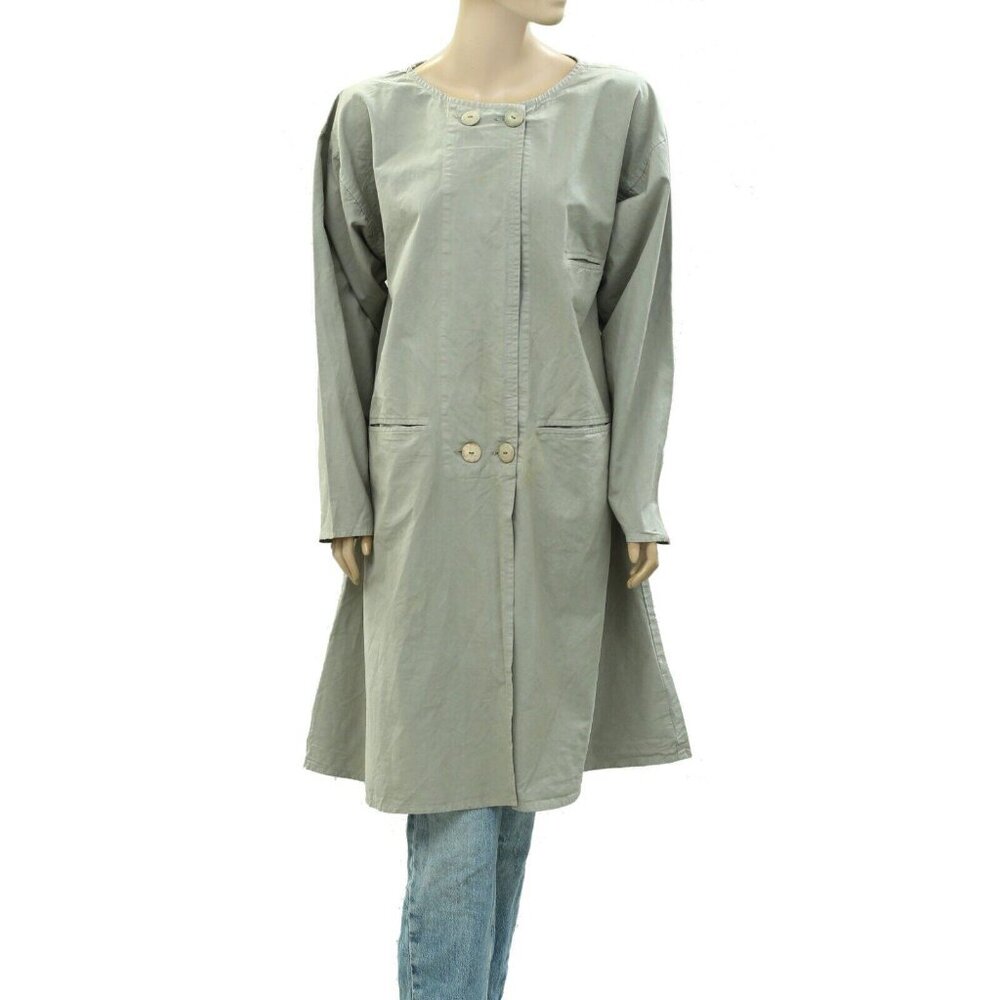 Ewa I Walla Lagenlook Vintage Long Sleeve Solid Gray Mini Dress Cotton M